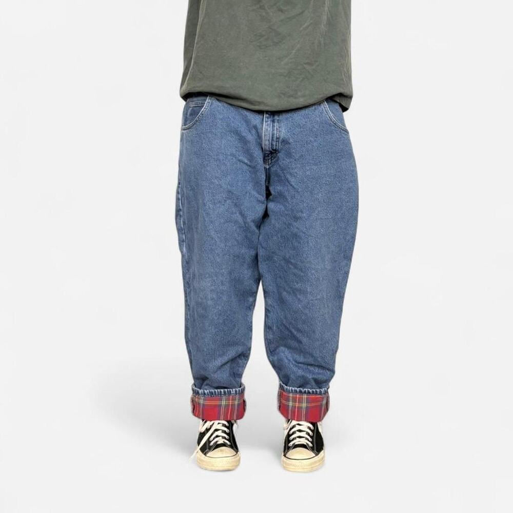 90s LL Bean Flannel Lined Blue Jeans